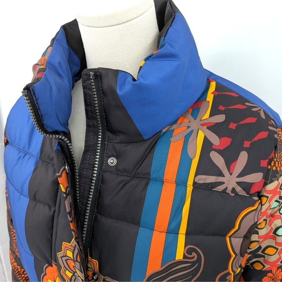 Desigual Puffer Jacket Women's 40 Multicolor Patchwork Print Statement - Picture 5 of 13